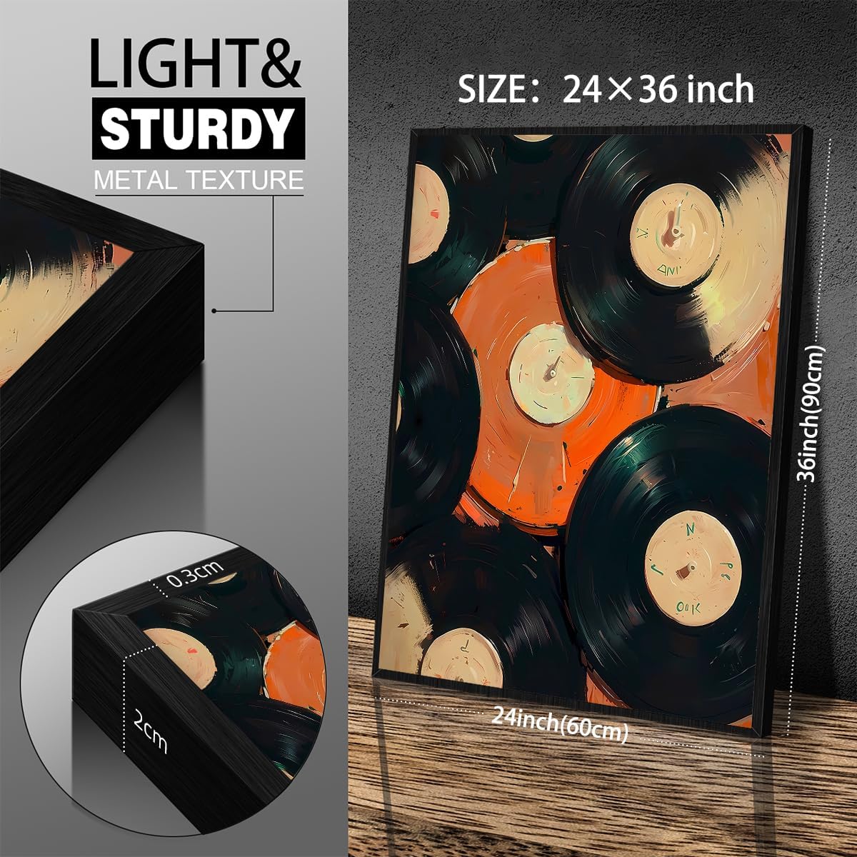 90s Music Vinyl Records Canvas Poster Trendy Modern Music Wall Art Vintage Minimalist Aesthetic Prints 24X36 inch Black Framed for Living Room Bedroom Dorm Wall Decor