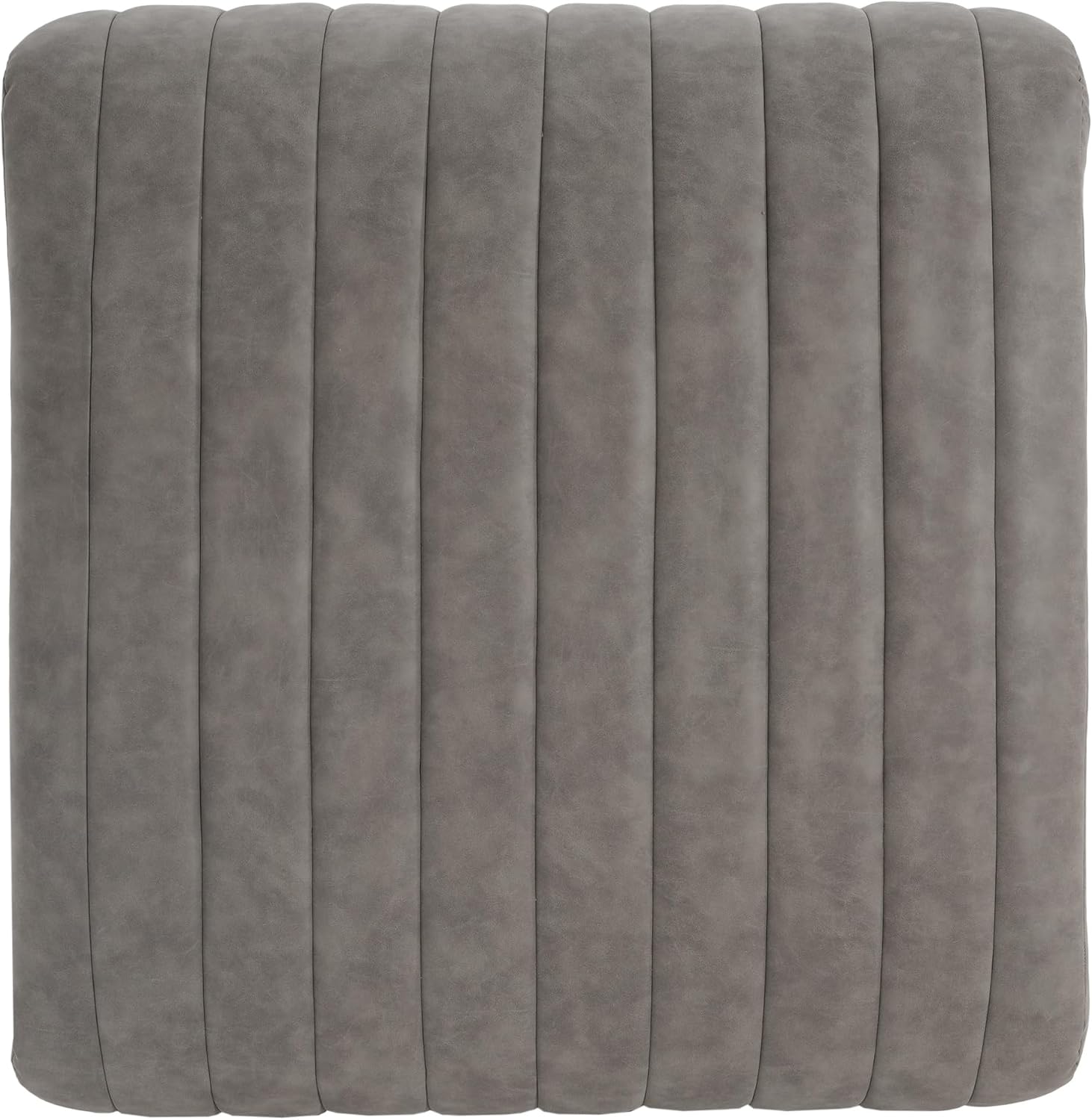 Christopher Knight Home Reyno Upholstered Ottoman with Storage for Living Room, Faux Leather Storage Ottoman Foot Rest with Side Drawers, Modern Square Coffee Table with Wooden Frame, Grey