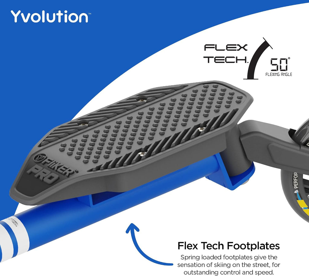 Yvolution Fliker Pro Kids Drift Scooter, Adjustable Handlebar in 3 Heights, 3 Wheels, for Boys and Girls Age 7+ Years Old, Max User Weight 220lbs/100kg
