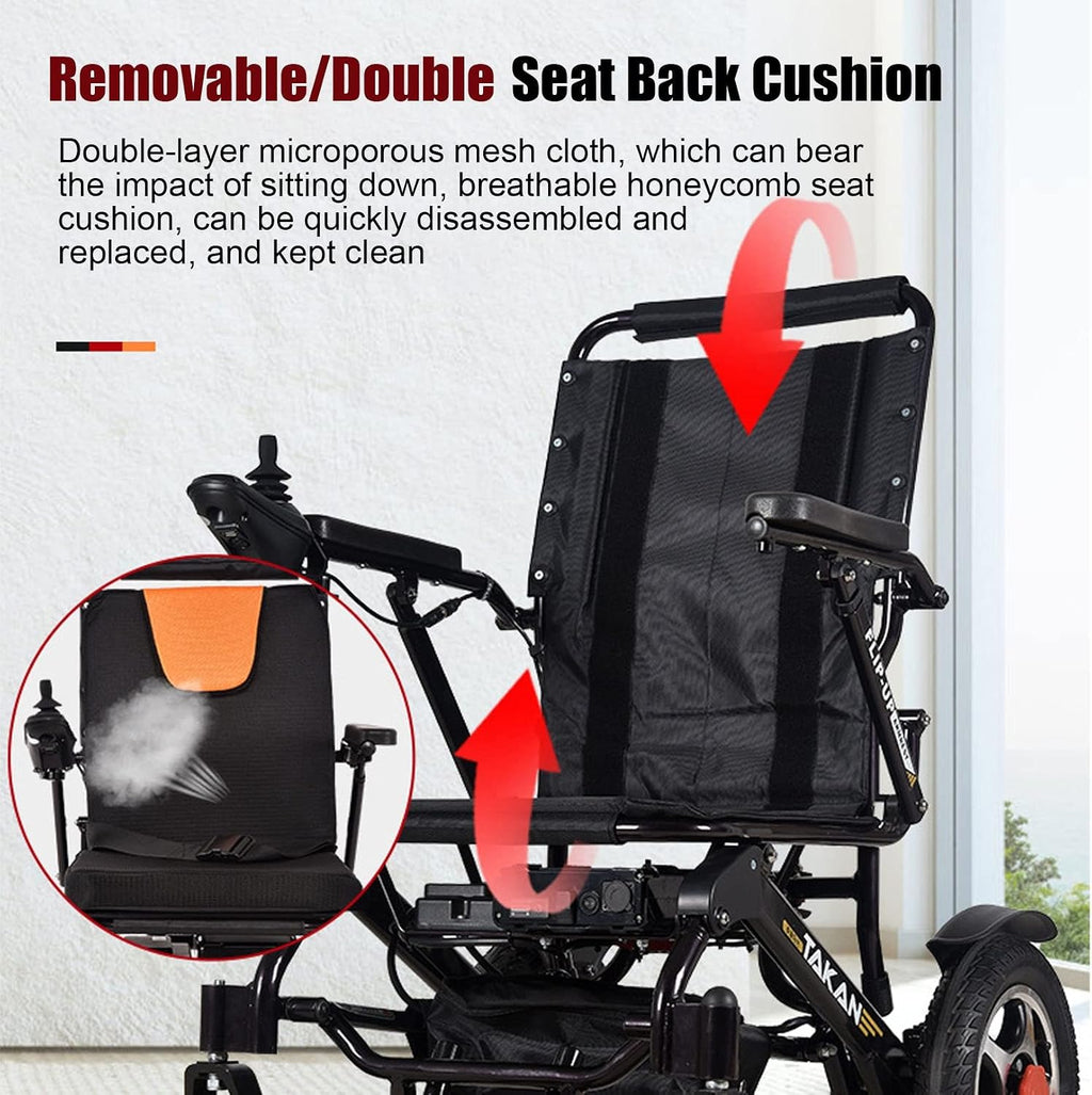 Lightweight Fold Electric Wheelchair Portable Wheel Chair Open/Fast-fold Compact Electric Chair 5-Speed Adjustment for Hemiplegia Paraplegia (Color : Black)