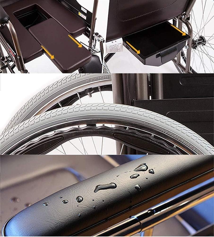 Wheelchair High Back Steel,Lying with Removable Dining Table Rear Storage Bag Elderly/Disabled Scooter,portable