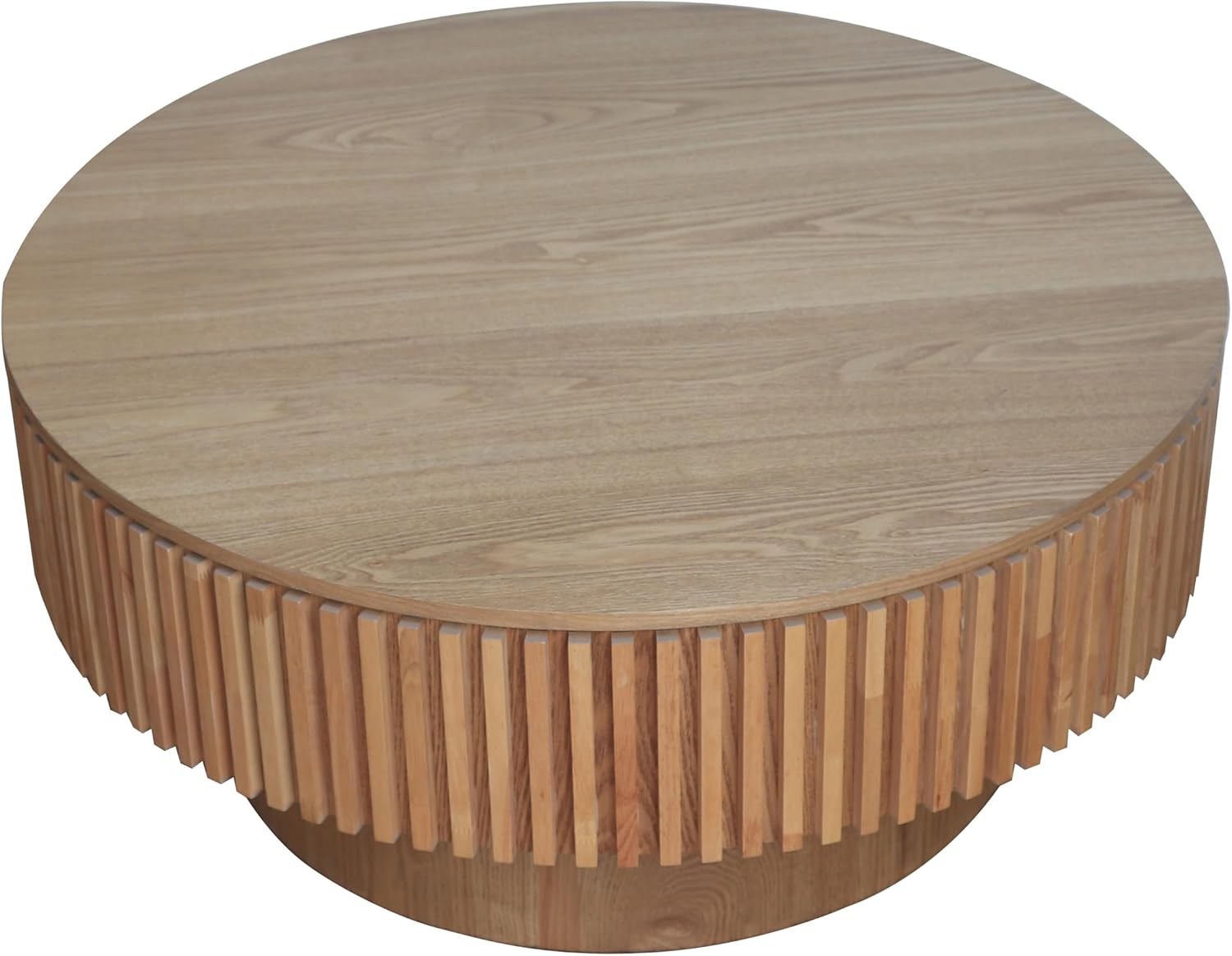 JUSTONE 31.5' Round Coffee Table,Farmhouse Wood Coffee Table with Storage for LivingRoom,Apartment,Office,Natural