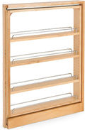 Rev-A-Shelf Pullout Shelf Organizer for Base Kitchen or Bathroom Cabinets, Wood Filler Pantry Storage or Spice Rack, Maple, 3' x 23' x 30', 432-BF-3C
