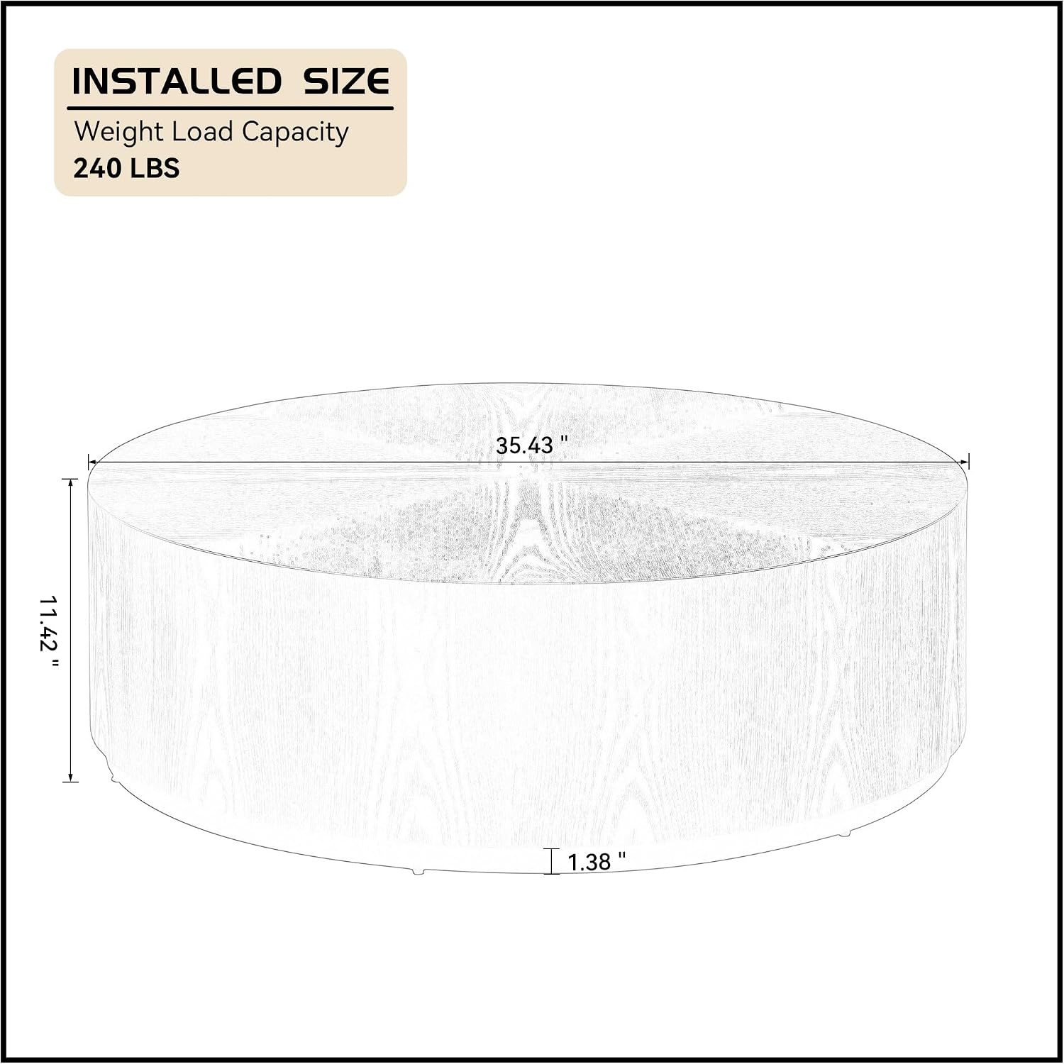 WILLIAMSPACE 35.43' Round Coffee Table for Living Room, Modern Wooden Drum Coffee Table Circle Center Table Side Table End Table for Apartment Office, No Need Assembly (Black)