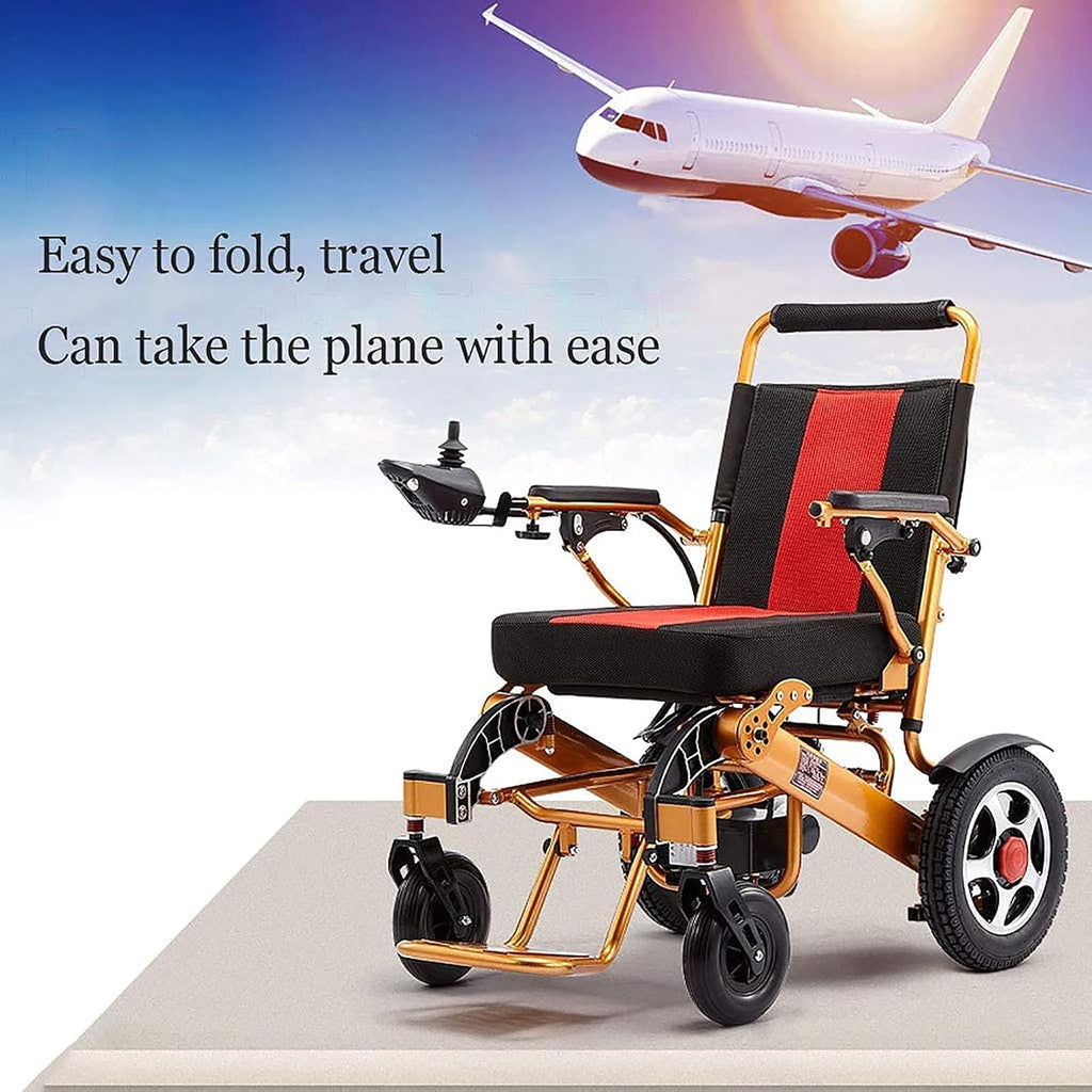 Folding Electric Wheelchairs, Lightweight All-Terrain Electric Wheelchair Scooter Dual-Motor Electric Chair 12A 15Km Aluminum Lithium Battery, Suitable for All Ages with Disabilities