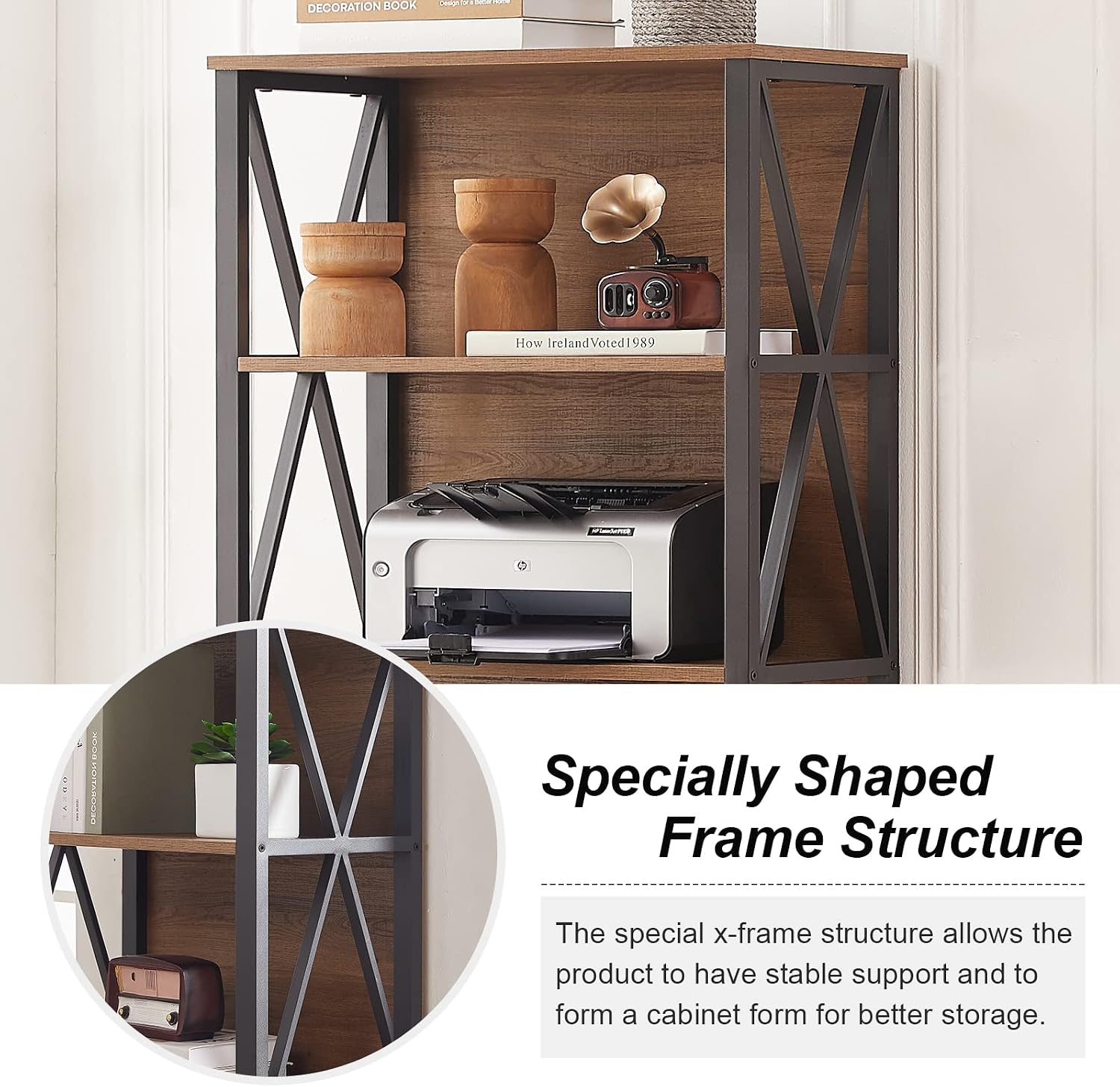 HOMISSUE Tall Bookshelf, 6-Tier Book Shelf, Rustic Wood Metal Bookshelves and Bookcases, Freestanding and Industrial Open Bookcase for Home Office, Living Room and Bedroom, Vintage Brown