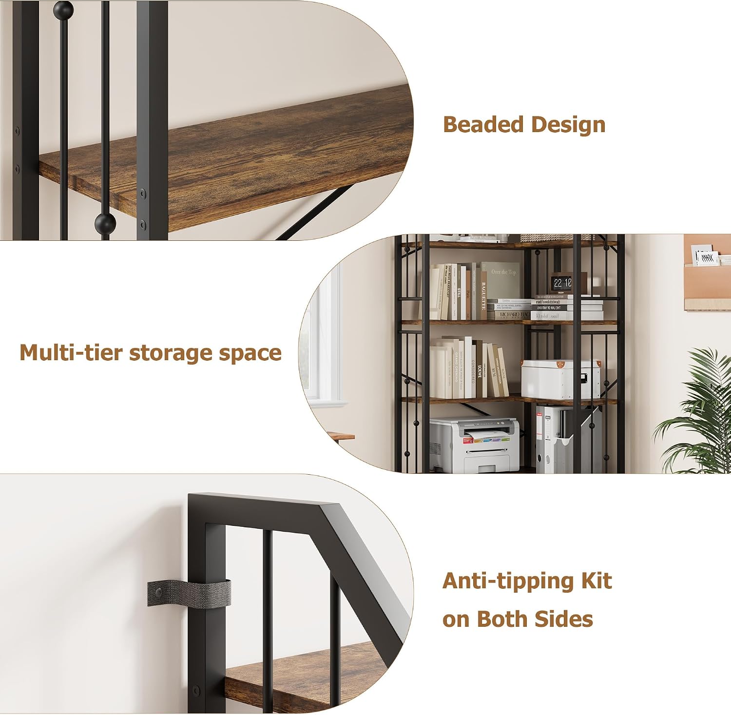 GarveeHome Corner Bookshelf 86' l Shaped Bookcase, Corner Bookshelves Industrial Bookcase 7 Tier l-Shape Bookshelf, Large Bookcases with Beaded Design Tall Display Rack Shelf for Living Room Bedroom