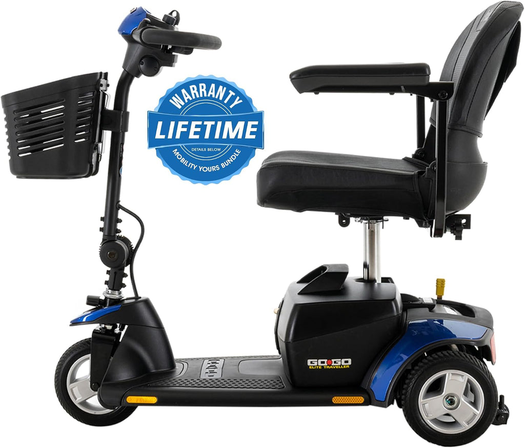 Go Go Sport 3 Wheel + Accessories Compatible with Pride Mobility Go Go Scooters, Adults & Elderly, Enhanced Stability and Comfort, Compact Design, Portable Scooter, 18 AH Battery, Warranty