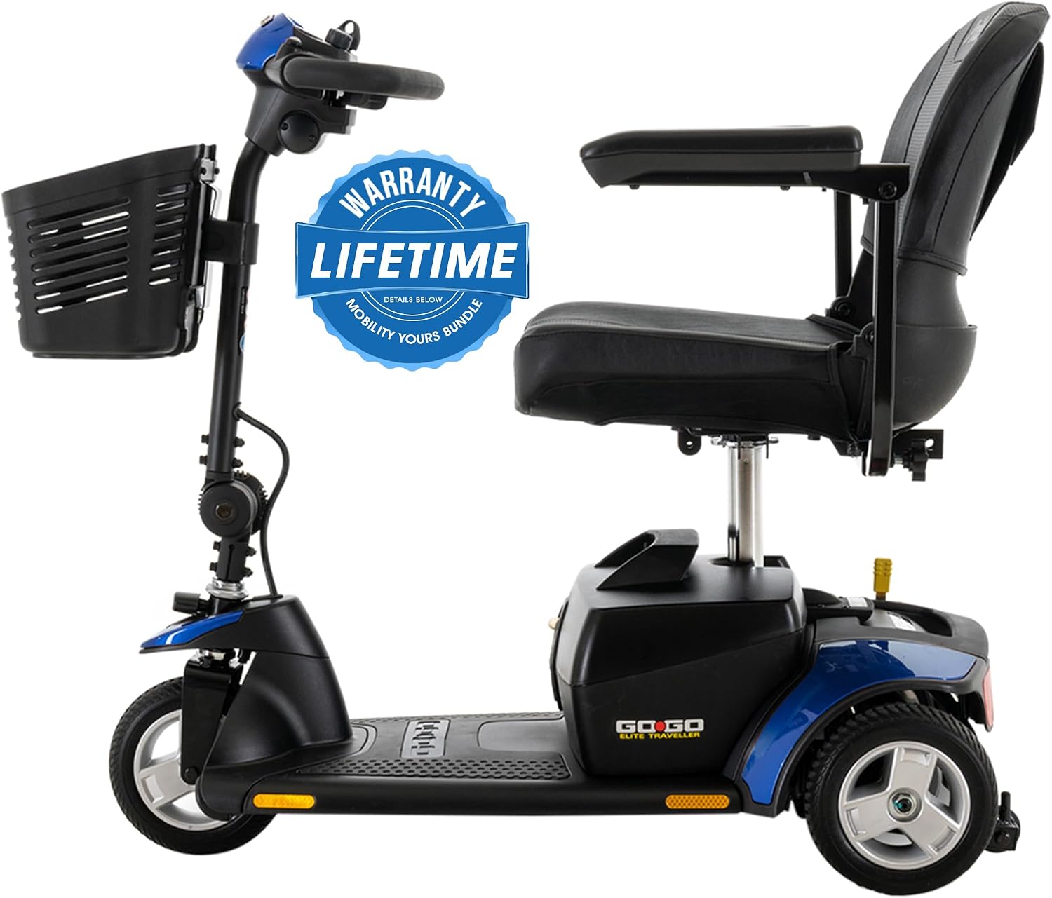 Go Go Sport 3 Wheel + Accessories Compatible with Pride Mobility Go Go Scooters, Adults & Elderly, Enhanced Stability and Comfort, Compact Design, Portable Scooter, 18 AH Battery, Warranty