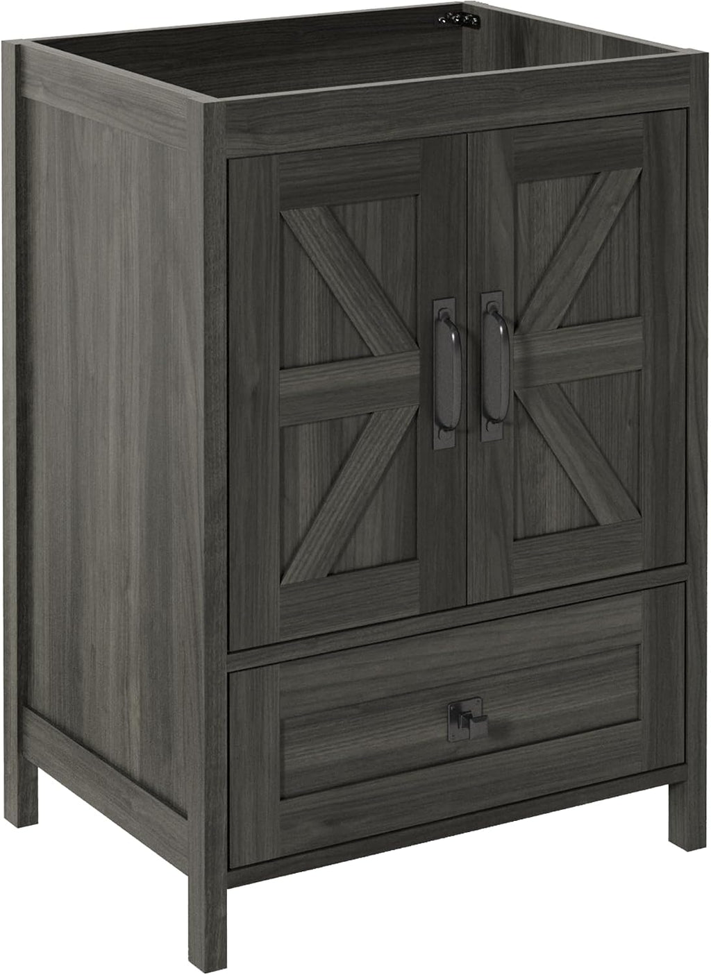 KIGOTY 24 Inch Farmhouse Bathroom Vanity Without Sink, Wooden Bathroom Storage Cabinet Without Countertop, Freestanding Bathroom Cabinet with 2 Doors and 1 Drawer (Grey, 24 INCH Without Sink)