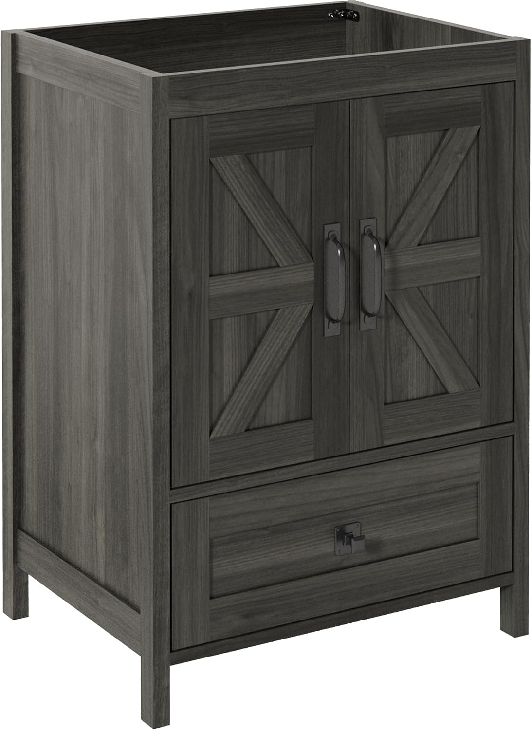 KIGOTY 24 Inch Farmhouse Bathroom Vanity Without Sink, Wooden Bathroom Storage Cabinet Without Countertop, Freestanding Bathroom Cabinet with 2 Doors and 1 Drawer (Grey, 24 INCH Without Sink)