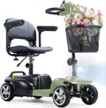 SAYYEAH 4 Wheels Mobility Scooter for Adults&Seniors, Max Speed:6mph, Mobility Scooter for Travel, with LED Headlights and Basket, Charger Included, (Purple/red/Blue/Silver) (Green)