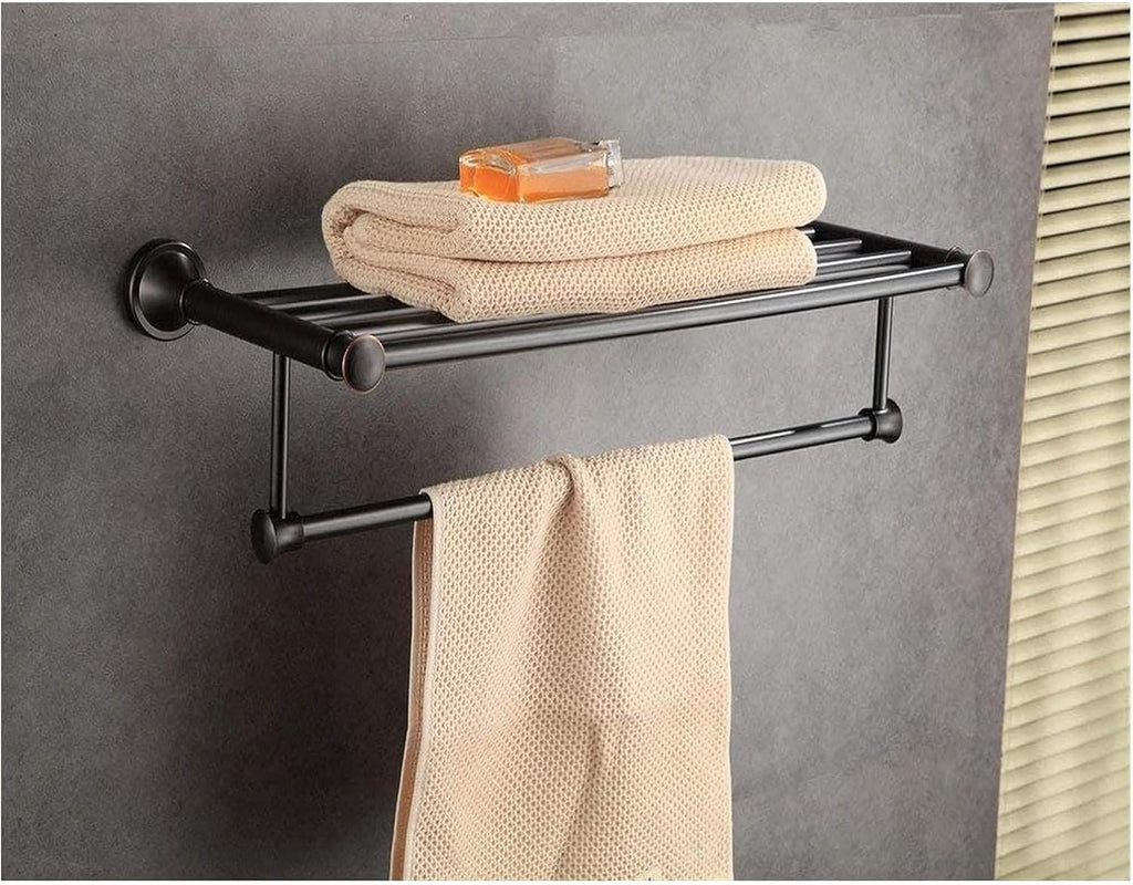 Towel Rail Towel Rails Solid Brass Towel Rack with Bar for Bathroom Shelf Wall Mounted, Oil Rubbed Bronze 64CM