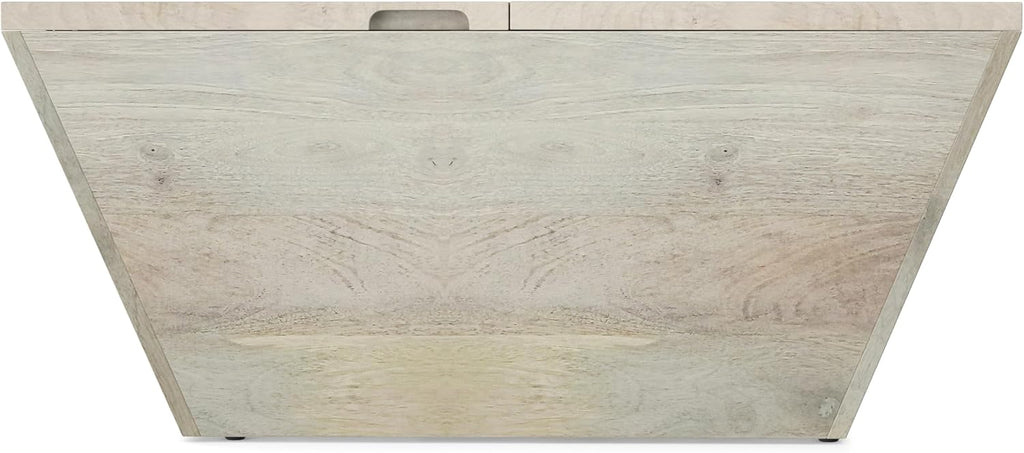 SIMPLIHOME Abba 36-inch Wide Solid Mango Modern Lift Top Square Coffee Table with Dual Lift Panels and 2 Storage Compartments in White Wash for Living Room