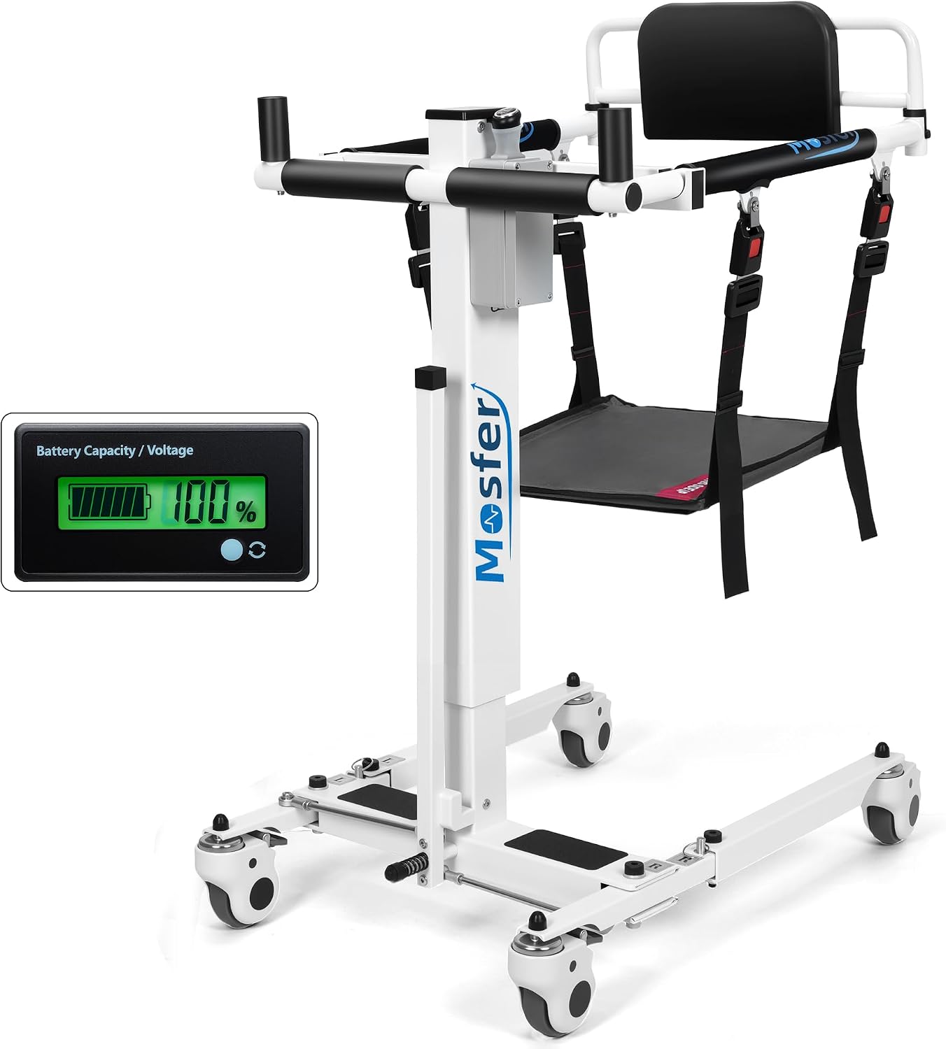 Mosfer Electric Patient Lift Transfer Chair Lift,Chair Lift Assist Devices for Home Seniors and Disabled with Adjustable Height, Folding Bathroom Wheelchair Move from Bed to Chair,Toilet,Car,Outdoor