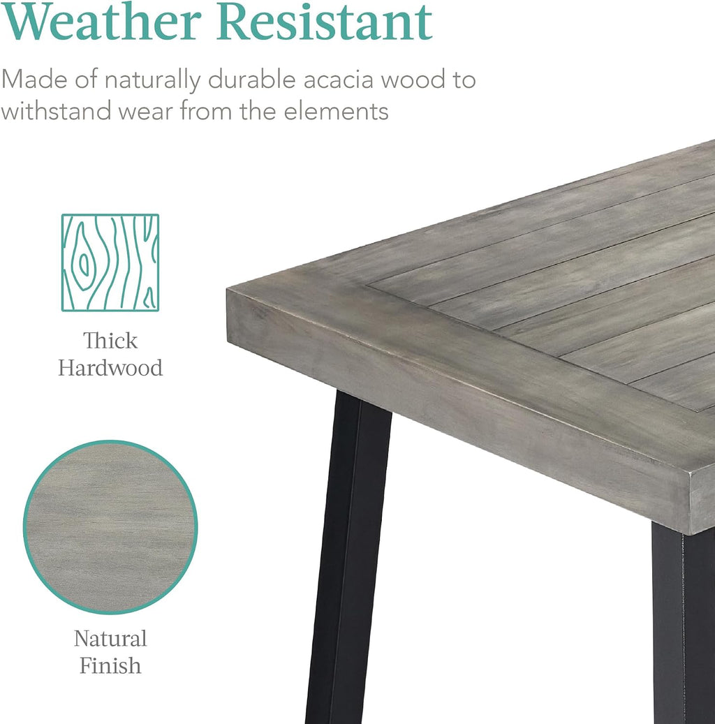 Best Choice Products 6-Person Indoor Outdoor Acacia Wood Dining Table, Picnic Table w/Powder-Coated Steel, 350 Pound Capacity Legs - Weathered Gray