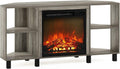 HomeStock Electric Fireplace TV Stand - Corner Entertainment Center for TVs up to 55 Inch French Oak Grey/Corner with Legs