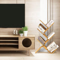 5-Tier Floor Bamboo Tree Bookshelf, Modern Standing Bookcase Office Book Storage Creative Curved Rack Organizer Shelves, Book Shelf Space Saver for Home Living Room Corner Bedroom