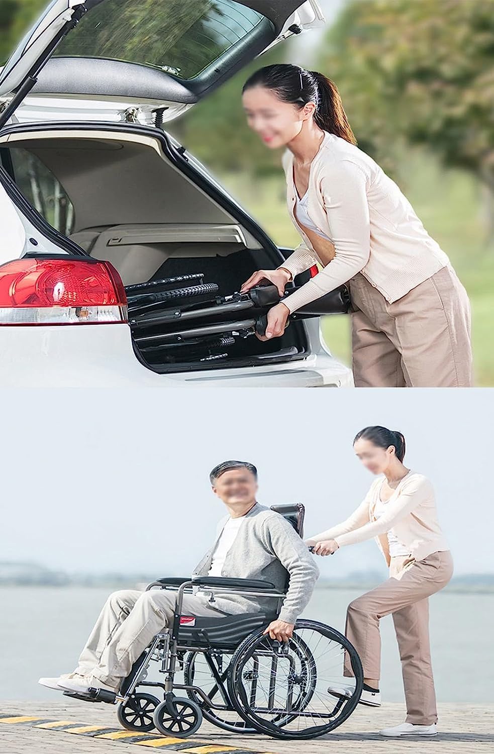Reclining Wheelchair Commode Steel Bathroom Transport Shower Chair Foldable Lightweight Manual Wheelchair W/Dining Table Toilet Chair Scooter for Elderly