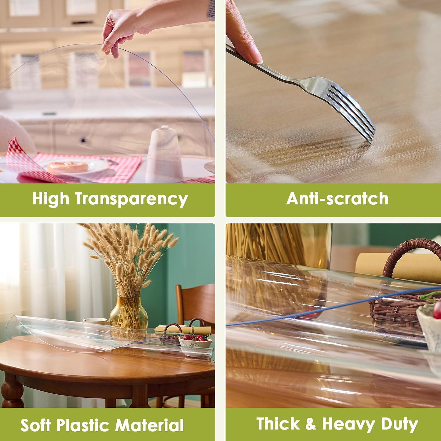 Round Clear Table Protector 96 Inch, 1.5mm Thick Table Pad, Waterproof Tablecloth Dining Table Cover for Kitchen Coffee Table