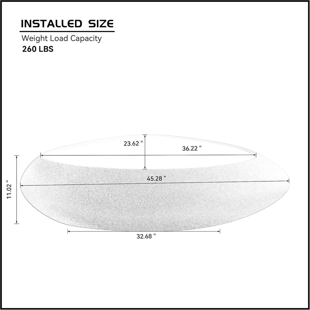 47.24' Fiberglass Oval Coffee Table for Living Room,Elliptical Irregular Center Faux Matte Rocks Table Front of The Sofa,No Need Assembly,Black