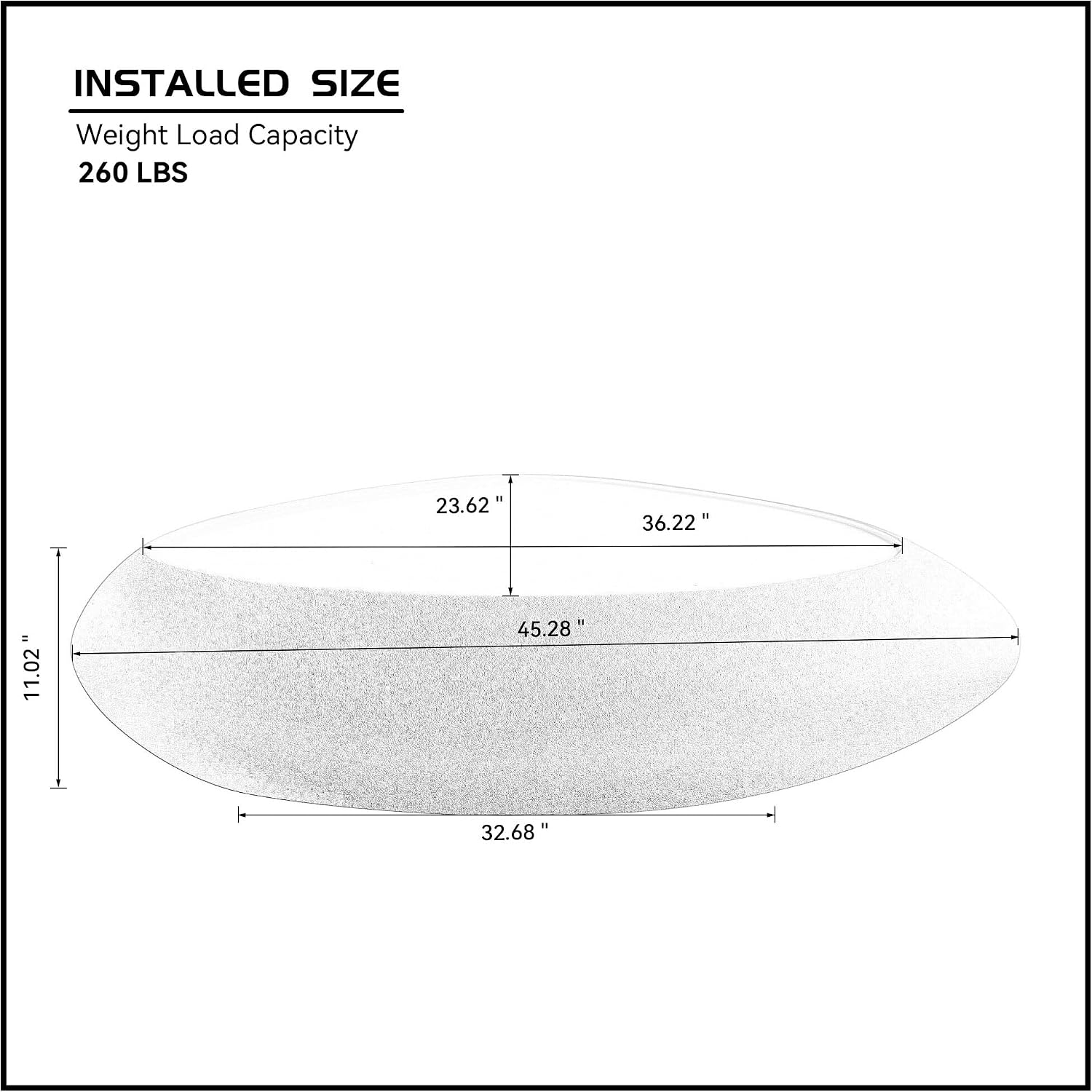 47.24' Fiberglass Oval Coffee Table for Living Room,Elliptical Irregular Center Faux Matte Rocks Table Front of The Sofa,No Need Assembly,Black