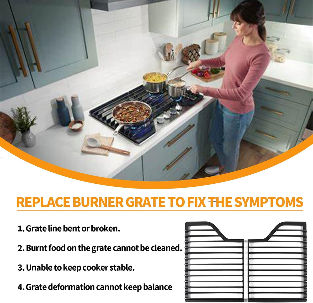 Atgestore W10594440 Burner Grate Replacement for Whirlpool Stove Parts Cast Iron Grate WCG55US0HS00 WCG51US0DS00 Whirlpool Amana Gas Range Part Surface Cooktop Stove Top Grate Kit Cookware Accessories