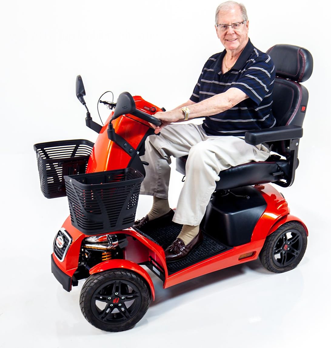 Freerider FR1 Mobility 4-Wheel Sporty Heavy Duty Rugged Scooter (Crimson Red)