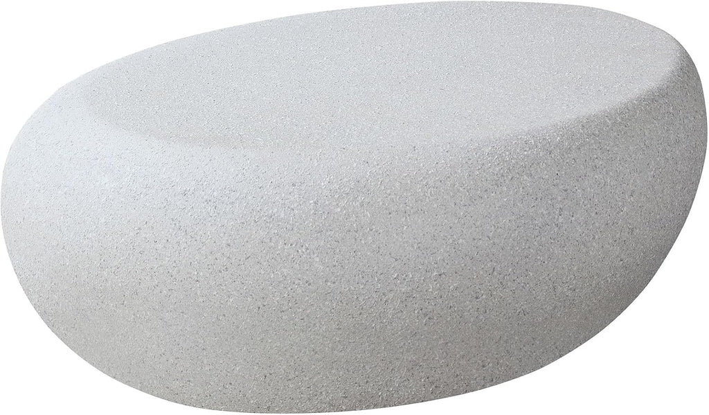 JUSTONE 43.31 Modern Oval Coffee Table for Living Room, Contemporary Rustic Style Curved Accent Table,Farmhouse Coffee Table for Apartment Bedroom Office Balcony- Beige