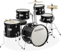 Gammon Percussion 5-Piece Junior Starter Drum Kit with Cymbals, Hardware, Sticks, & Throne - Black
