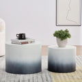 WILLIAMSPACE 18.9' Gradient Color Nesting Coffee Table Set of 2 for Living Room, Modern Round Coffee Tables Accent Circle Tea Table Set for Small Space, No Assembling, White + Blue