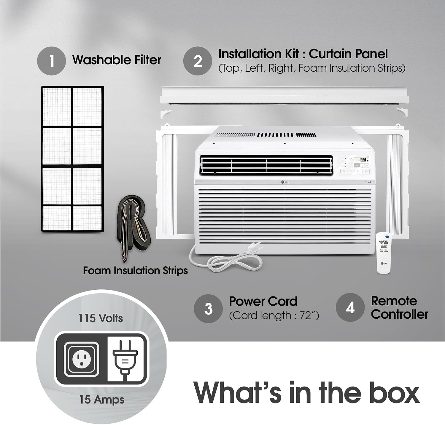 LG 12000 BTU Window Air Conditioner [2024 New]Remote Control WiFi Enabled Works w/LG ThinQ, Alexa, Hey Google,Ultra-Quiet, Washable Filter, Cools Large Rooms up to 550Sq.Ft AC Unit White LW1224RSMX