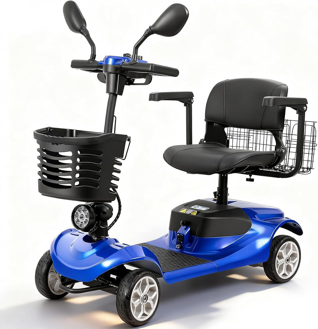 4 Wheel Electric Power Mobility Scooter for Adults, Electric Scooter for Seniors Folding Mobility Scooter -Max Speed 5 Mph,12.5 Miles Long Travel Range