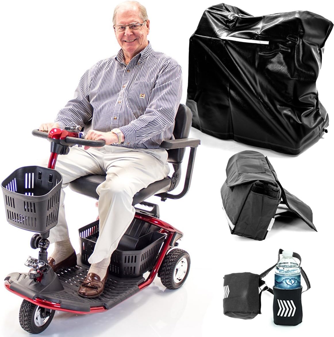 LiteRider 3-Wheel Folding Travel Mobility Scooter GL111+ Service Plan (RED)
