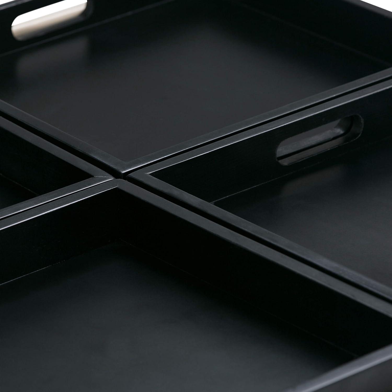 SIMPLIHOME Avalon Wide Contemporary Square Coffee Table Storage Ottoman, Midnight Black, Table Ottoman