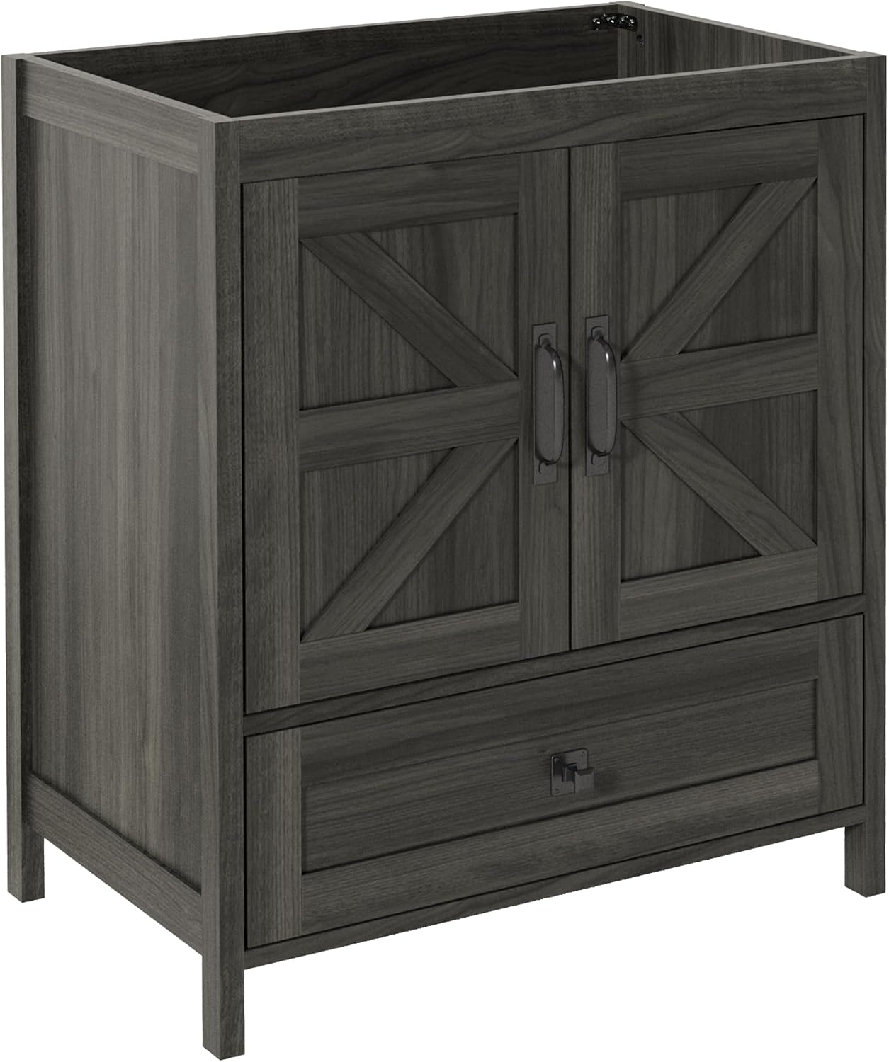 KIGOTY 30 Inch Farmhouse Bathroom Vanity Without Sink, Wooden Bathroom Storage Cabinet Without Countertop, Freestanding Bathroom Cabinet with 2 Doors and 1 Drawer