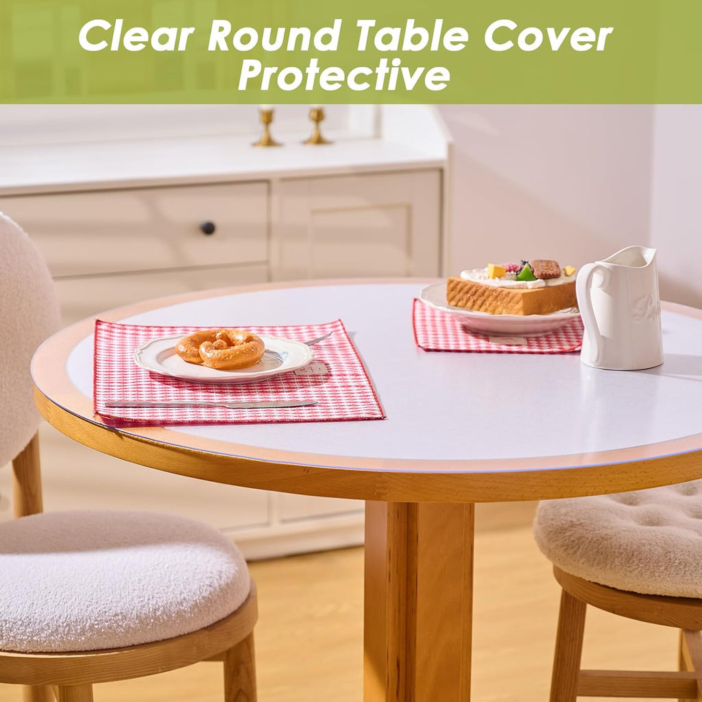 Round Clear Table Protector 96 Inch, 1.5mm Thick Table Pad, Waterproof Tablecloth Dining Table Cover for Kitchen Coffee Table