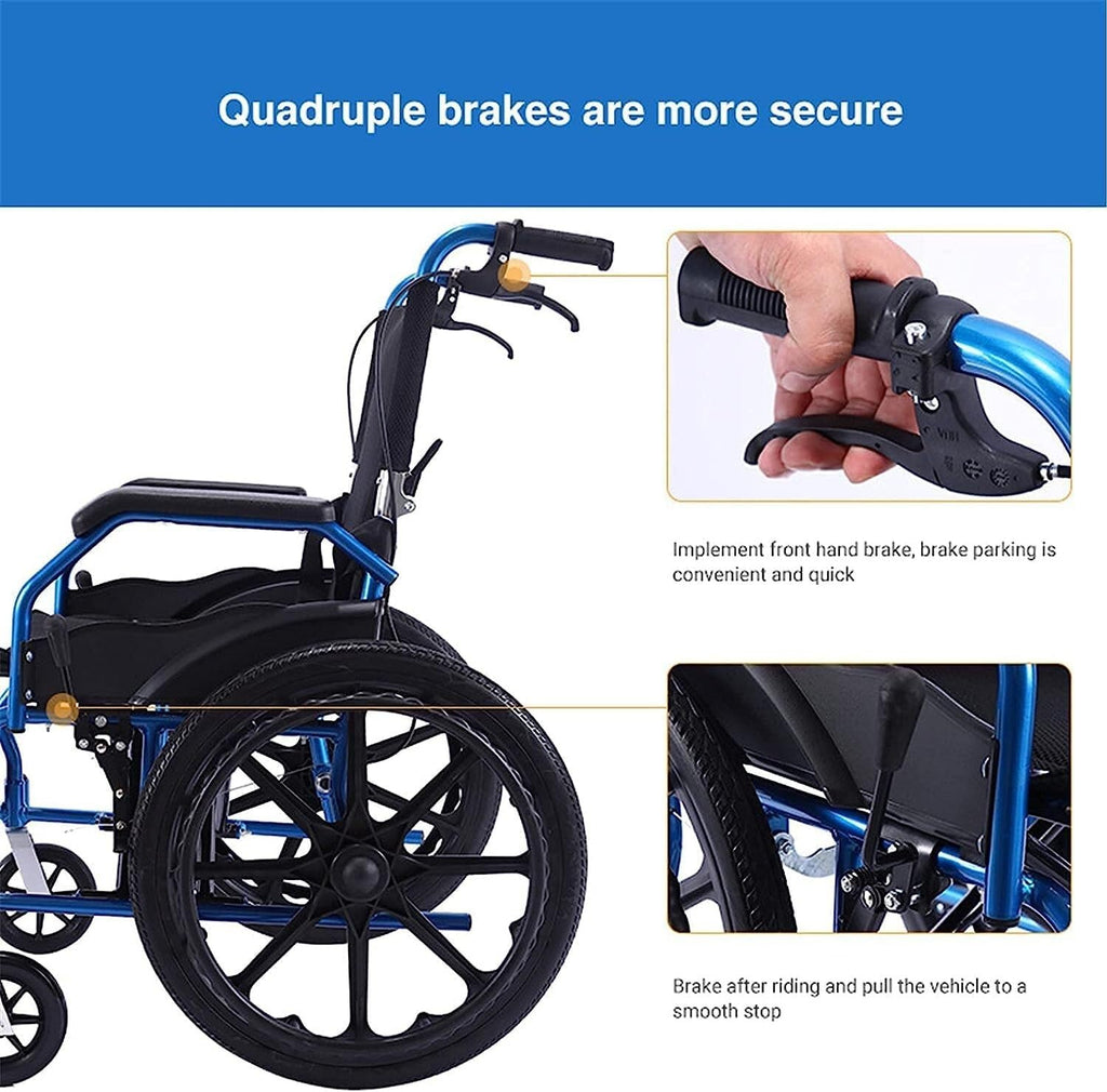 Wheelchairs Folding Wheelchairs, Self Propelled Wheelchairs Super Lightweight Aluminium Folding Transit Wheelchair with 20 Inch Extra Wide Seat, Elderly Disabled Travel Mobility Scooter