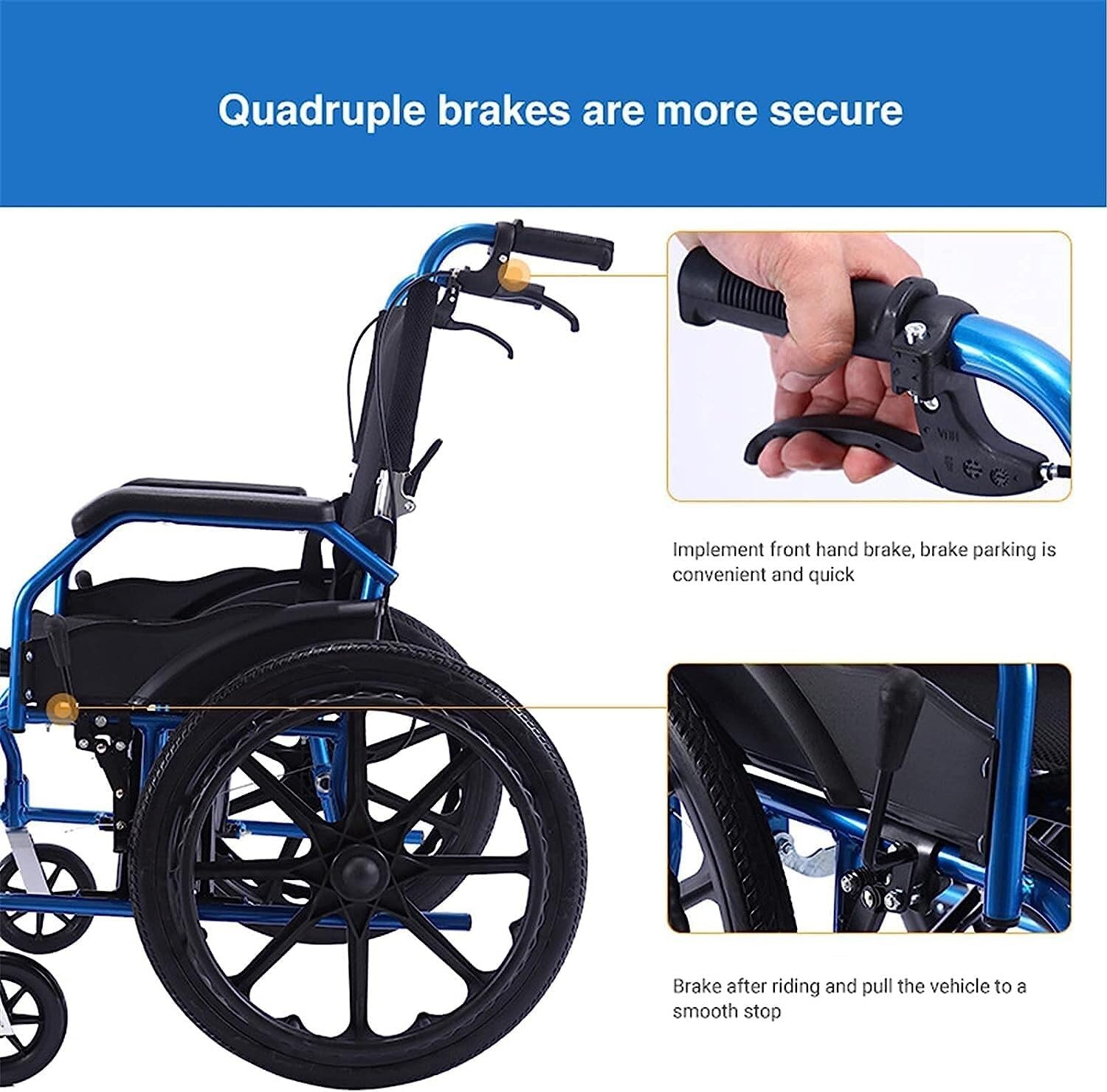 Wheelchairs Folding Wheelchairs, Self Propelled Wheelchairs Super Lightweight Aluminium Folding Transit Wheelchair with 20 Inch Extra Wide Seat, Elderly Disabled Travel Mobility Scooter