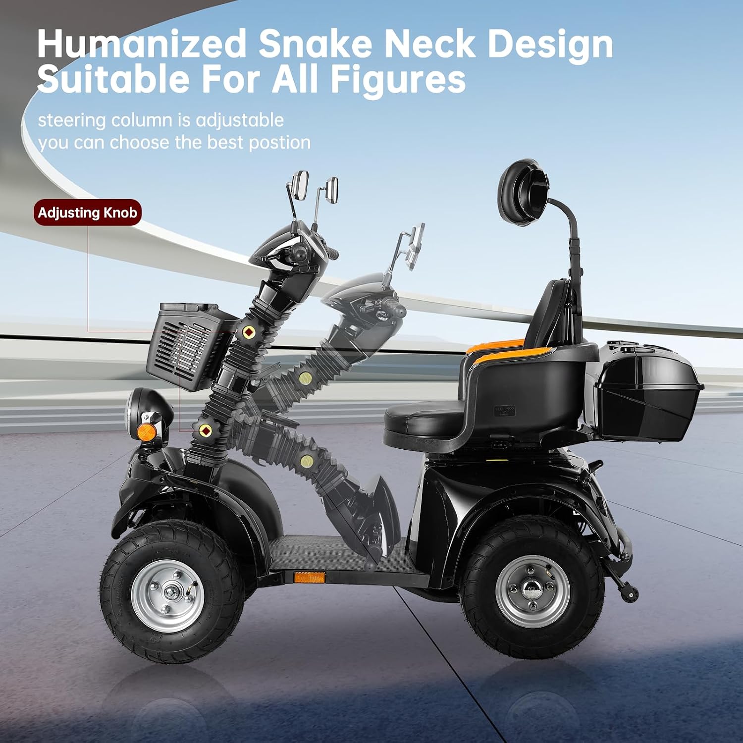 Heavy Duty Mobility Scooters for Seniors & Adults 500lbs Capacity - Electric Powered Mobility Cart - 1000W All Terrain Recreational Mobility Scooter for Travel
