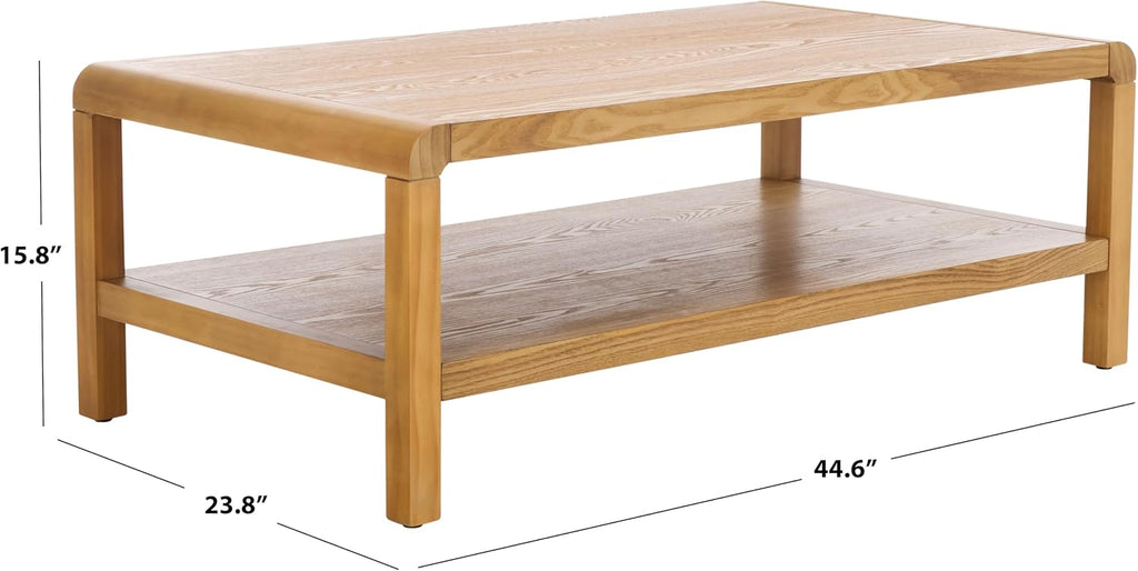 SAFAVIEH Home Collection Omara Natural Brown 1-Shelf Coffee Table