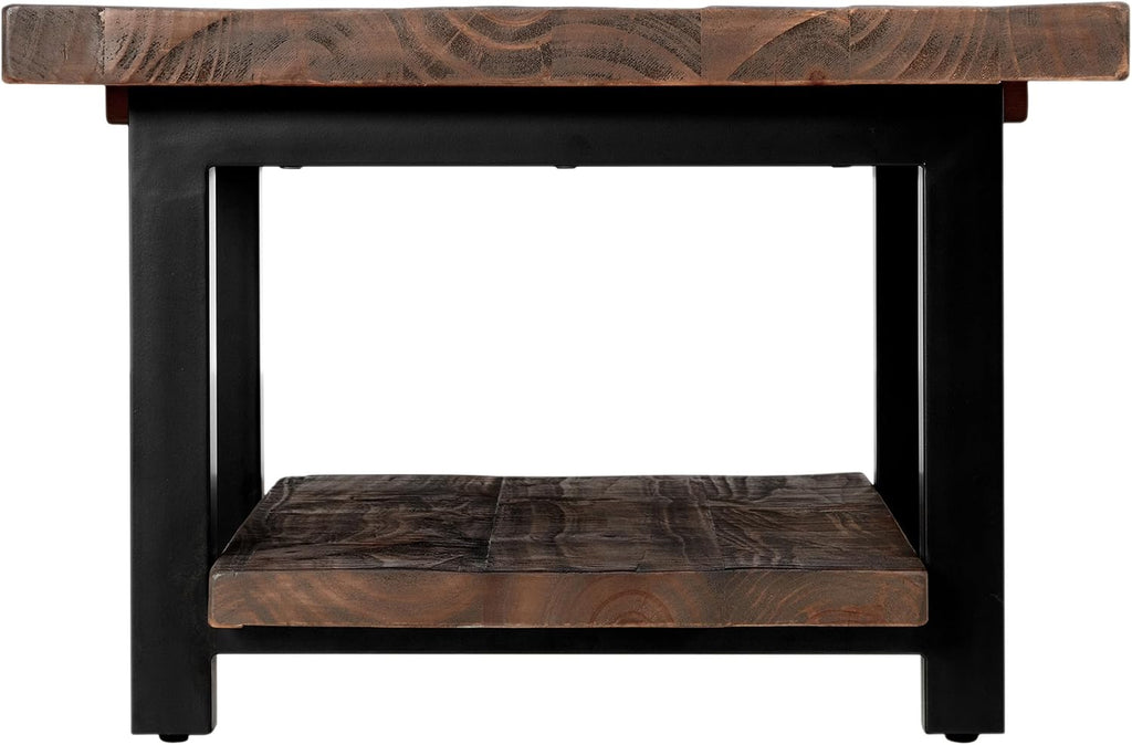 Pomona 27-Inch Square Solid Wood Coffee Table with Metal Legs – Modern Farmhouse Rustic Small Space Table by Alaterre Furniture (Rustic Brown)