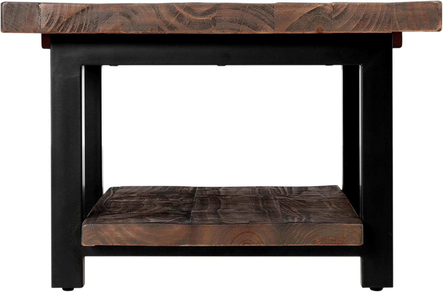 Pomona 27-Inch Square Solid Wood Coffee Table with Metal Legs – Modern Farmhouse Rustic Small Space Table by Alaterre Furniture (Rustic Brown)