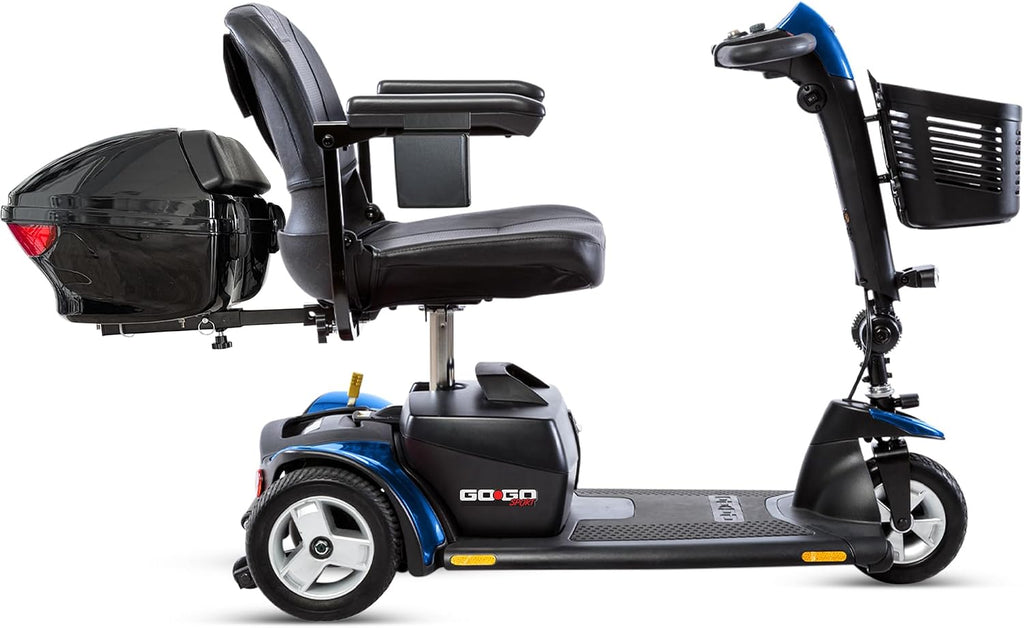 Pride Mobility Go Go Sport 3 Wheel Scooter Plus Mobility Yours Accessories, Pride Go Go 3 Wheel Power Mobility Scooter for Adults, Portable,18 AH Battery, 325 Wt Capacity, Extended Warranty