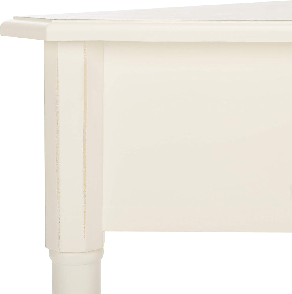 SAFAVIEH Furniture - Gomez 1-Drawer Corner Table - Distressed Cream - Solid Wood - Classic Corner Storage Design - Ideal for Entryway, Living Room, Home Office, 33.1'W x 17.3'D x 28'H (AMH5709C)