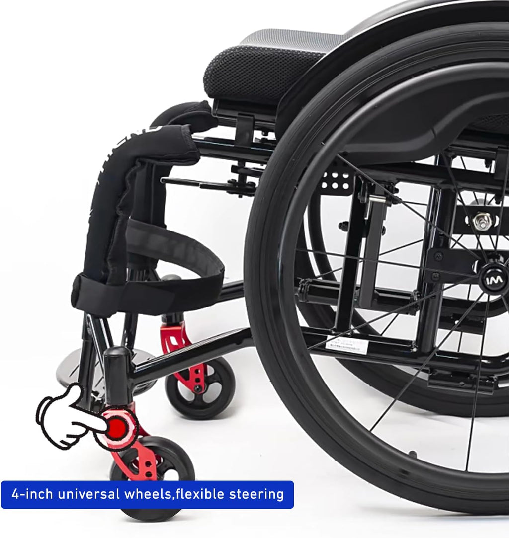Light Wheelchair,Folding Wheelchair For Adults,Lightweight Foldable Wheelchair,Aluminum Alloy Wheelchair,Compact Wheelchair,Sports Folding Transport Wheelchair,All - Terrain Wheelchair(Size:38cm/15in,