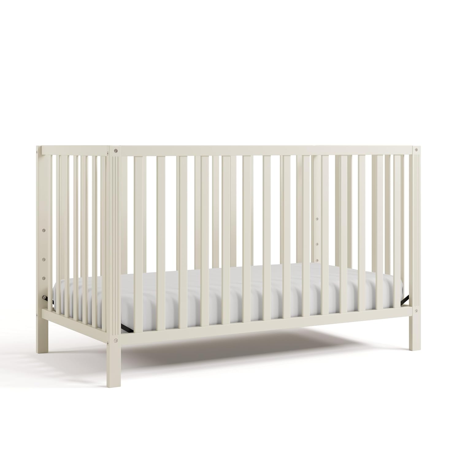 Storkcraft Morningside 5-in-1 Convertible Crib – GREENGUARD Gold Certified, Fits Standard Crib Mattress, Converts to Toddler Bed, Daybed and Full Bed, 4 Adjustable Mattress Heights (Frosted Oat)