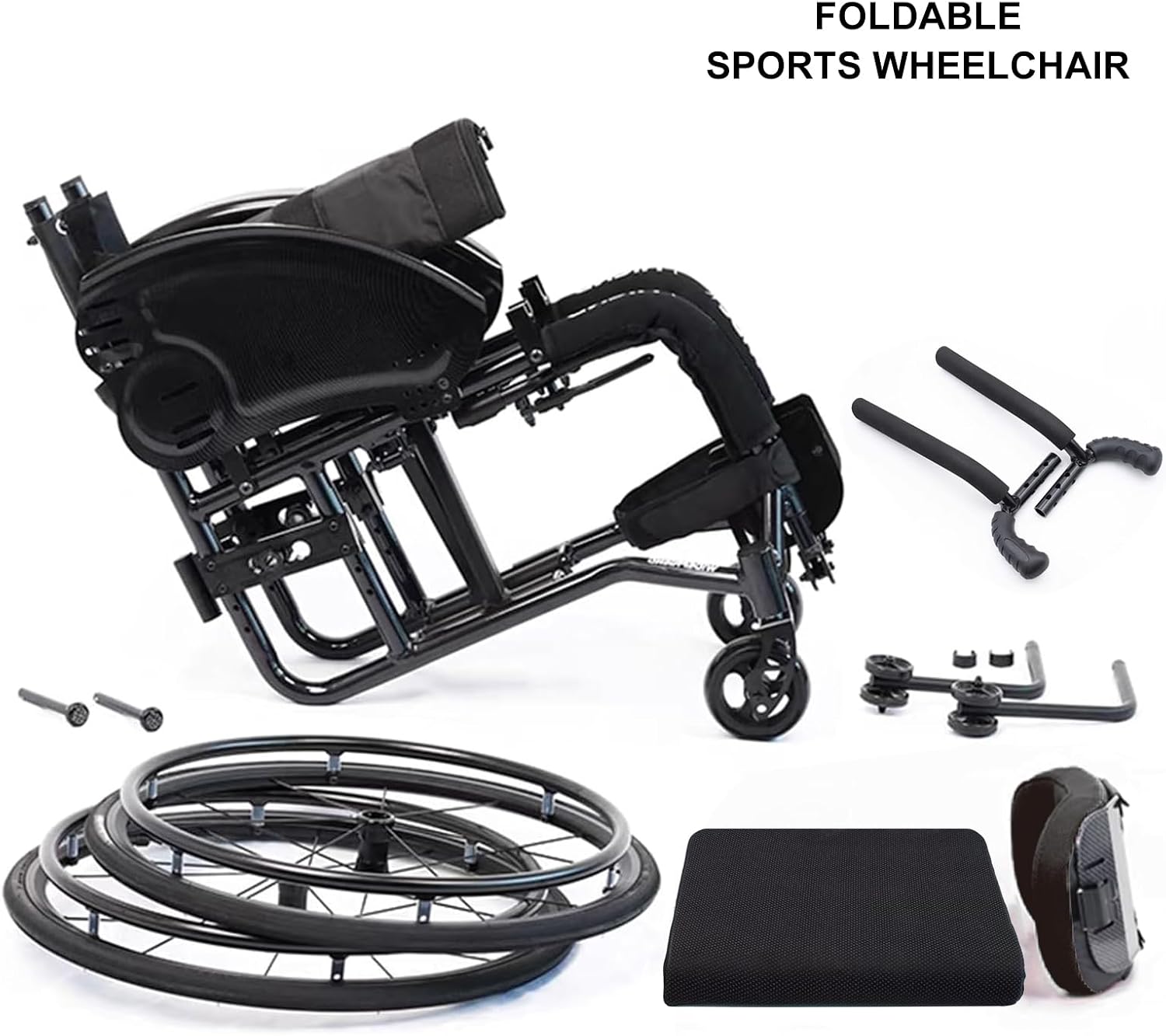 Folding Lightweight Sports Wheelchair,Foldable Wheelchair,Transport Wheelchair,Aluminum Alloy Wheelchair,Portable Wheelchairs,Anti-Tip Wheels Wheelchair,with Handbrakes Handrail(Green,42cm/16.5in)