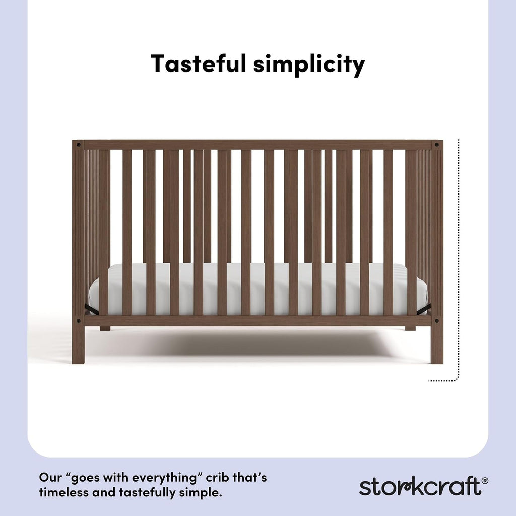 Storkcraft Morningside 5-in-1 Convertible Crib – GREENGUARD Gold Certified, Fits Standard Crib Mattress, Converts to Toddler Bed, Daybed and Full Bed, 4 Adjustable Mattress Heights (Hazelnut)
