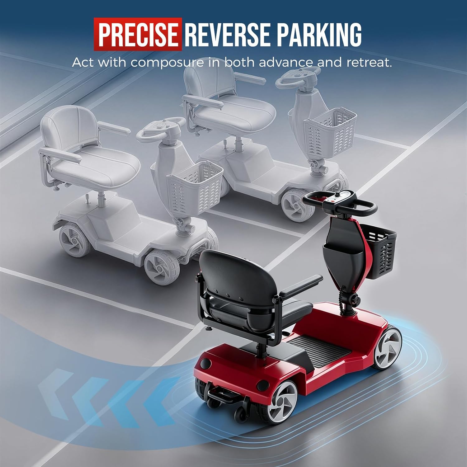 HomyKing Mobility Scooters for Seniors, 4 Wheel Foldable Mobility Scooters for Adults, Folding Travel Mobility Scooter with Seat, Electric Wheelchair, Powered Lightweight Motorized Scooter - Red
